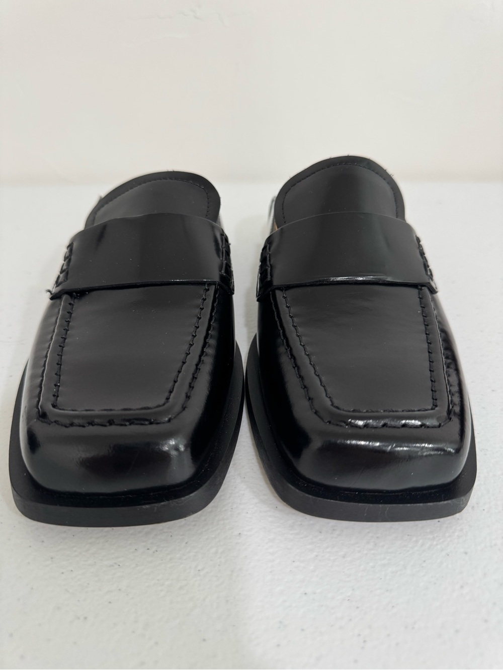 EUC ALOHAS Alfred Black Leather Mule Loafer Women's 38 US 7-7.5 Square Toe - Picture 5 of 12